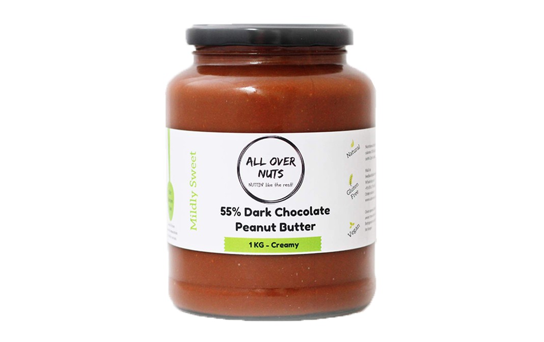 All Over Nuts 55% Dark Chocolate Peanut Butter Creamy  Glass Jar  1 kilogram